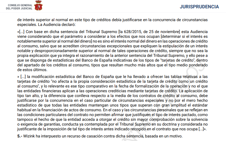 Sentencias del Tribunal Supremo ante del abuso de los Microcréditos