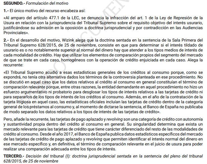 Sentencias del Tribunal Supremo ante del abuso de los Microcréditos