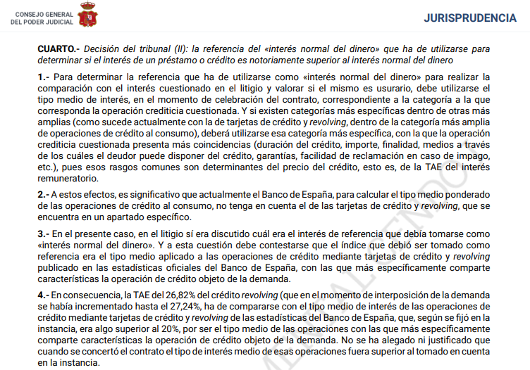 Sentencias del Tribunal Supremo ante del abuso de los Microcréditos