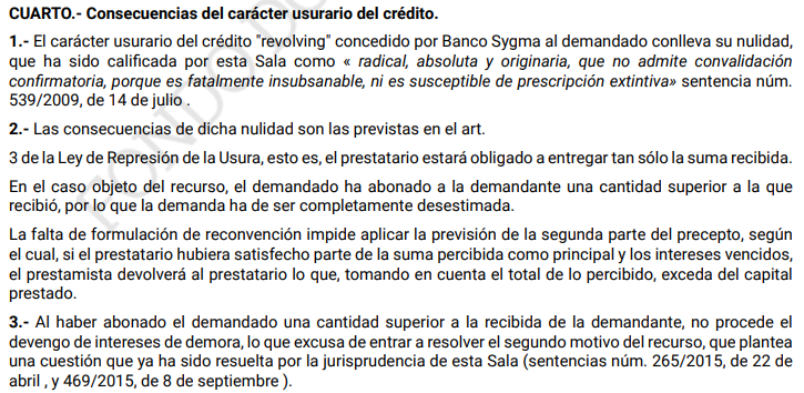 Sentencias del Tribunal Supremo ante del abuso de los Microcréditos