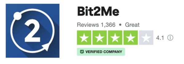 captura de las valoraciones de los usuarios de bit2me en Trustpilot